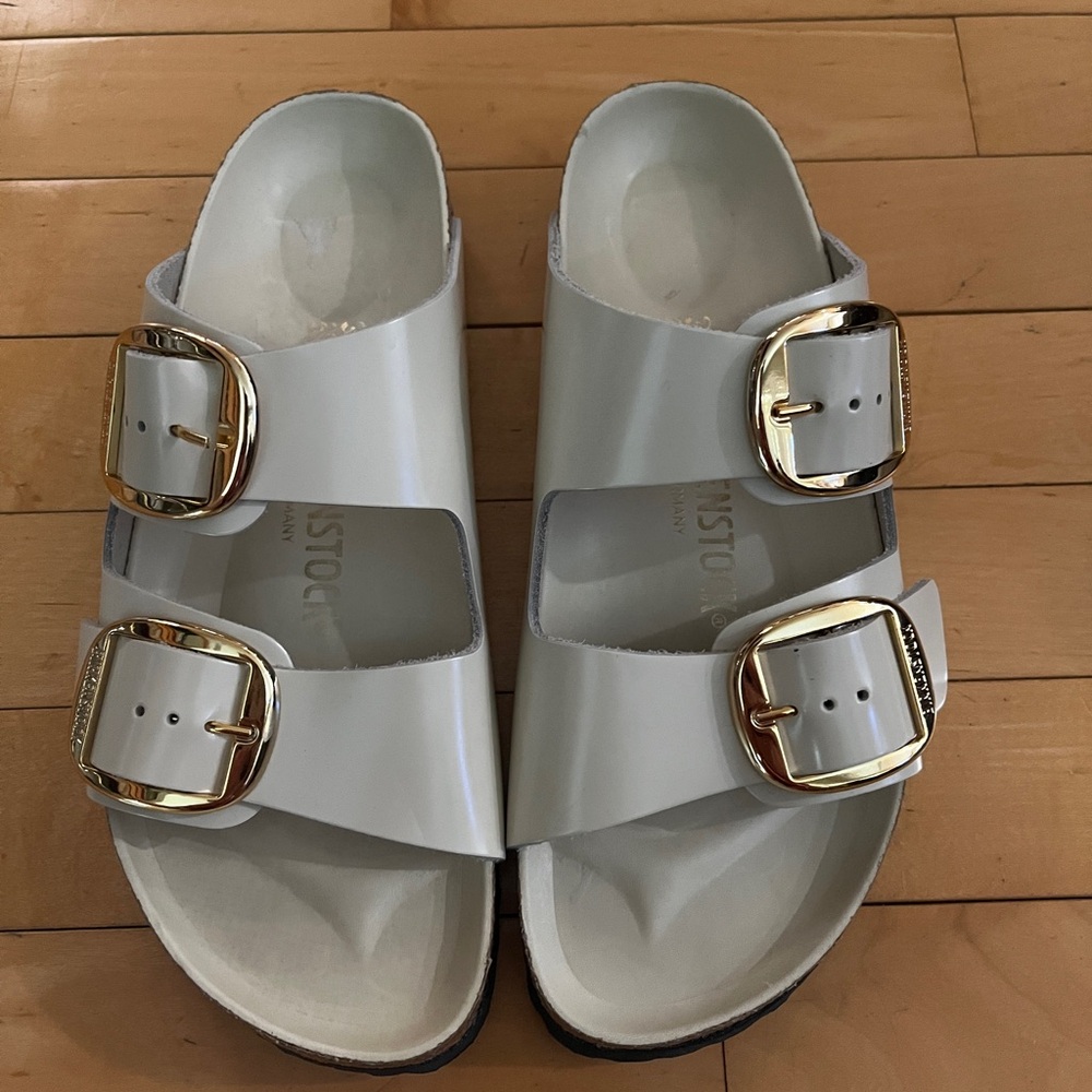 Birkenstock Arizona big buckle sandals slide butter leather patent us 8 /39 nwot